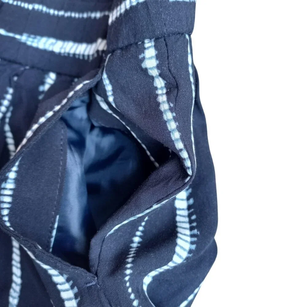 Banana Republic Petite Blue & White Striped Linen Blend Pull-On Pants - Size S